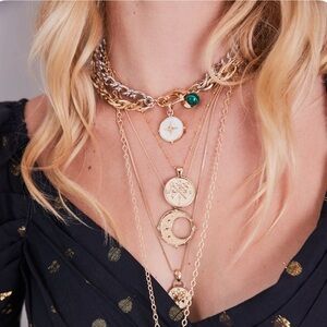 Jane Win Gilver Double Layer Chain w/ Malachite Bead